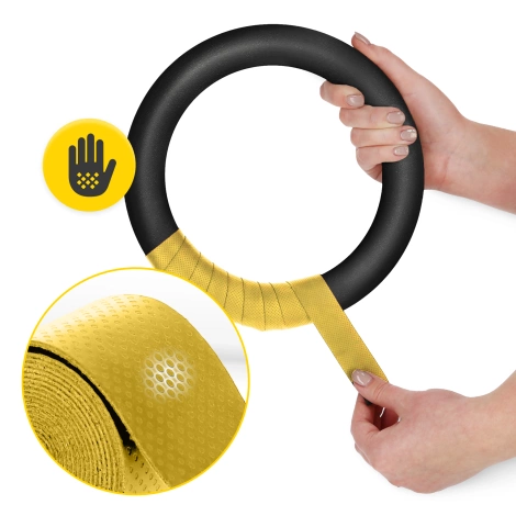 Kółka gimnastyczne do podciągania z ABS czarno-żółte