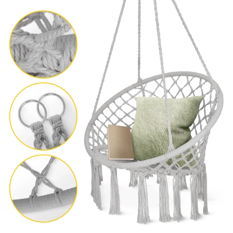 Huśtawka ogrodowa BOHO szara