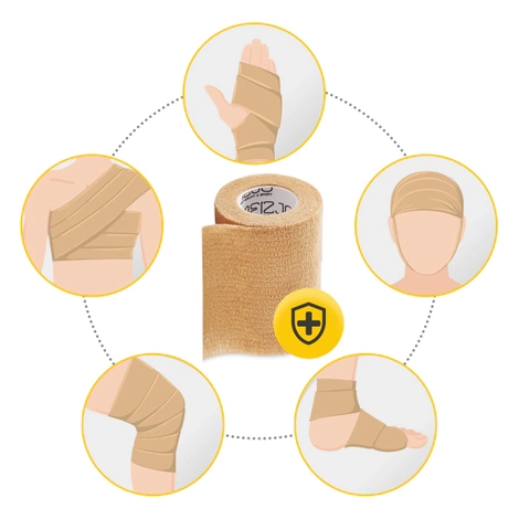 Bandaż kohezyjny samoprzylepny 4,5 m × 10 cm beżowy