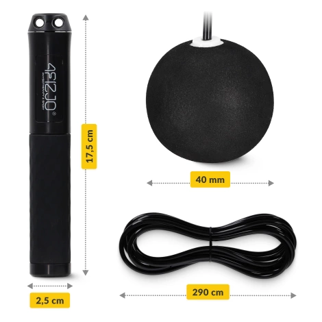 Skakanka z licznikiem i kulkami czarna