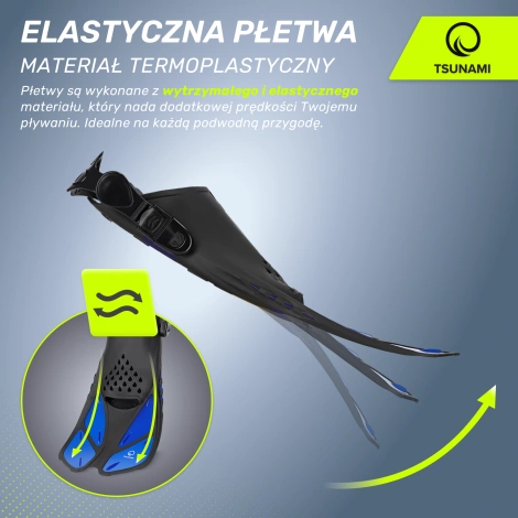 Płetwy do pływania TSUNAMI L/XL granatowe