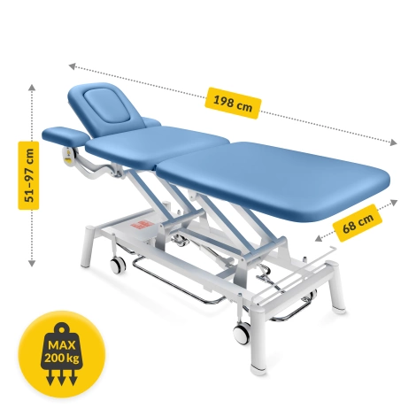 Stół do masażu i rehabilitacji elektryczny ERGO niebieski