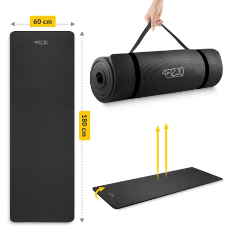 Mata do ćwiczeń fitness i jogi NBR 180 × 60 × 1 cm czarna