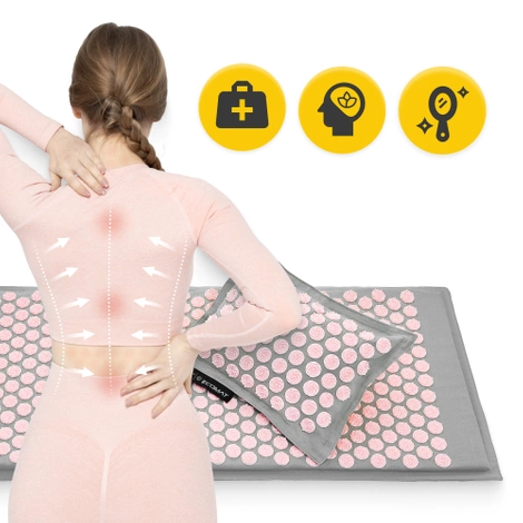 ECO Mata do akupresury z łuskami gryki i kokosem różowa