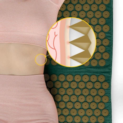 Duża mata do akupresury z poduszką klasyczna XL ciemnozielona