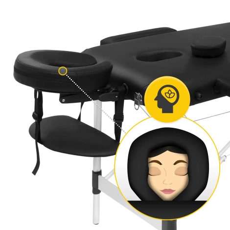 Stół do masażu aluminiowy z regulacją blatu 60 cm czarny