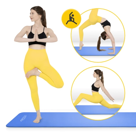 Mata do ćwiczeń fitness i jogi NBR 180 × 60 × 1,5 cm granatowa