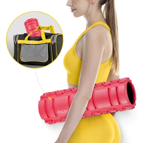 Wałek do masażu z wypustkami EVA 33 cm różowy