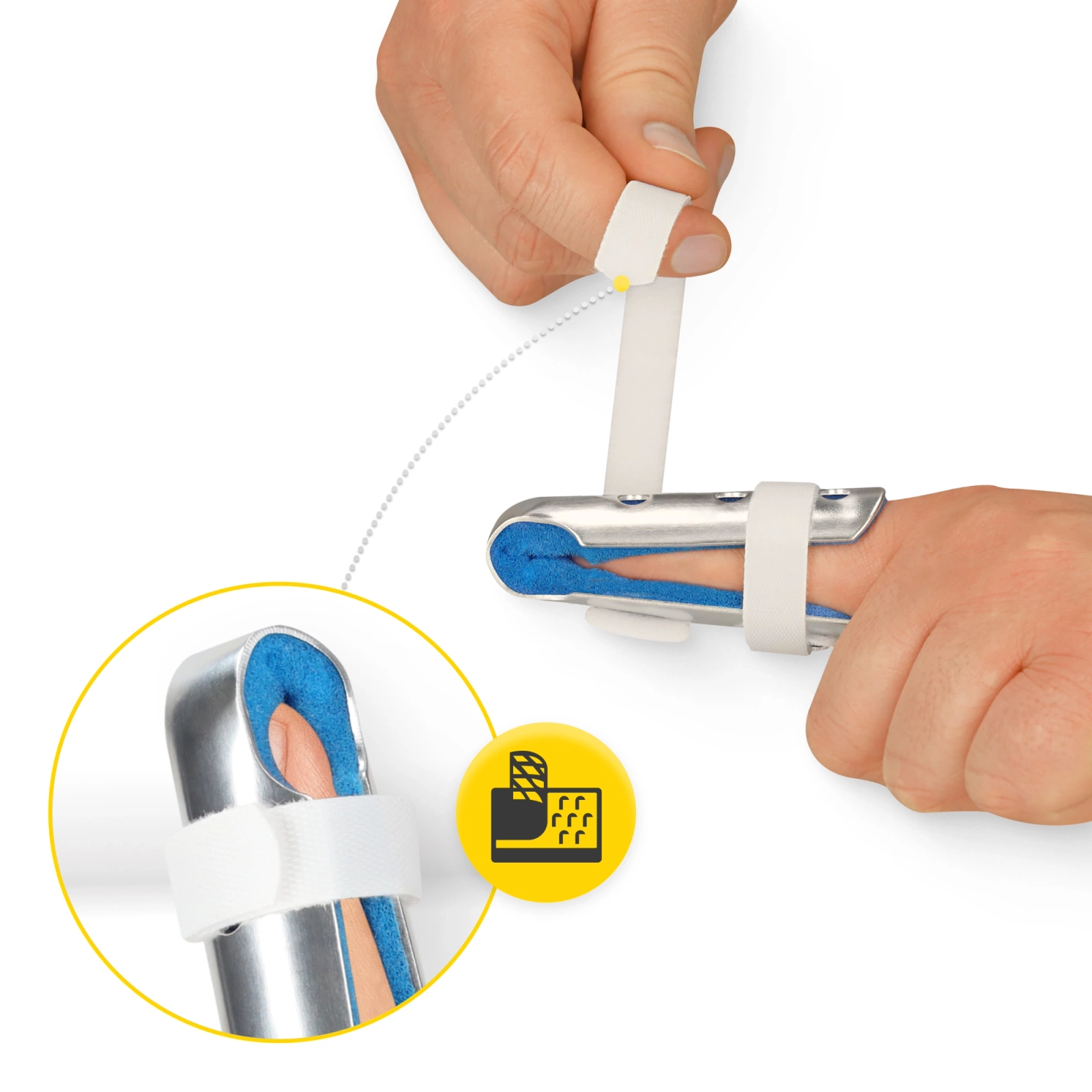 Stabilizator palca MED FN02 Orteza na palec z aluminiową szyną i miękką pianką
