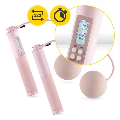 Skakanka z licznikiem i kulkami różowa