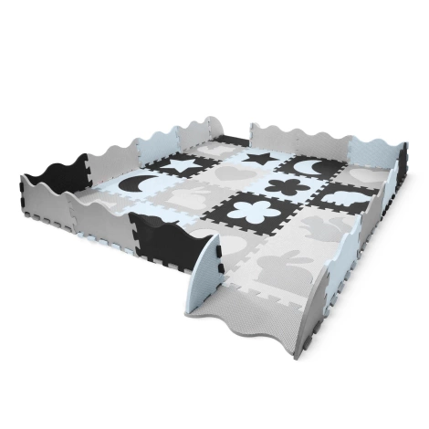 Mata edukacyjna dla dzieci puzzle 150 x 150 cm niebieski