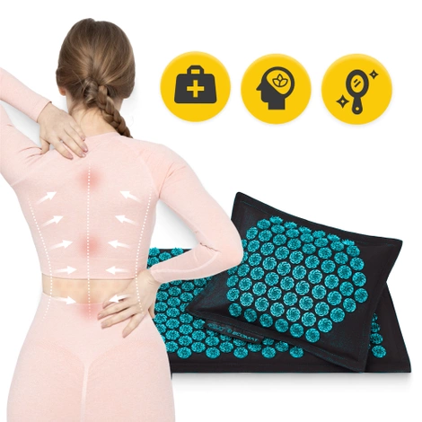 ECO Mata do akupresury z łuskami gryki i kokosem niebieska