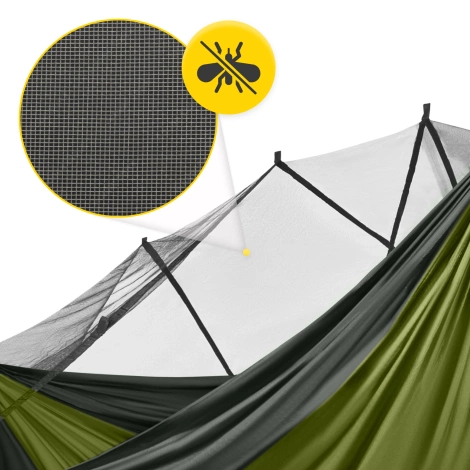 Hamak turystyczny jednoosobowy z moskiterią Mountain Goat szaro-zielony