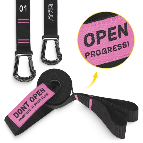 Kółka gimnastyczne do podciągania z ABS czarno-różowe