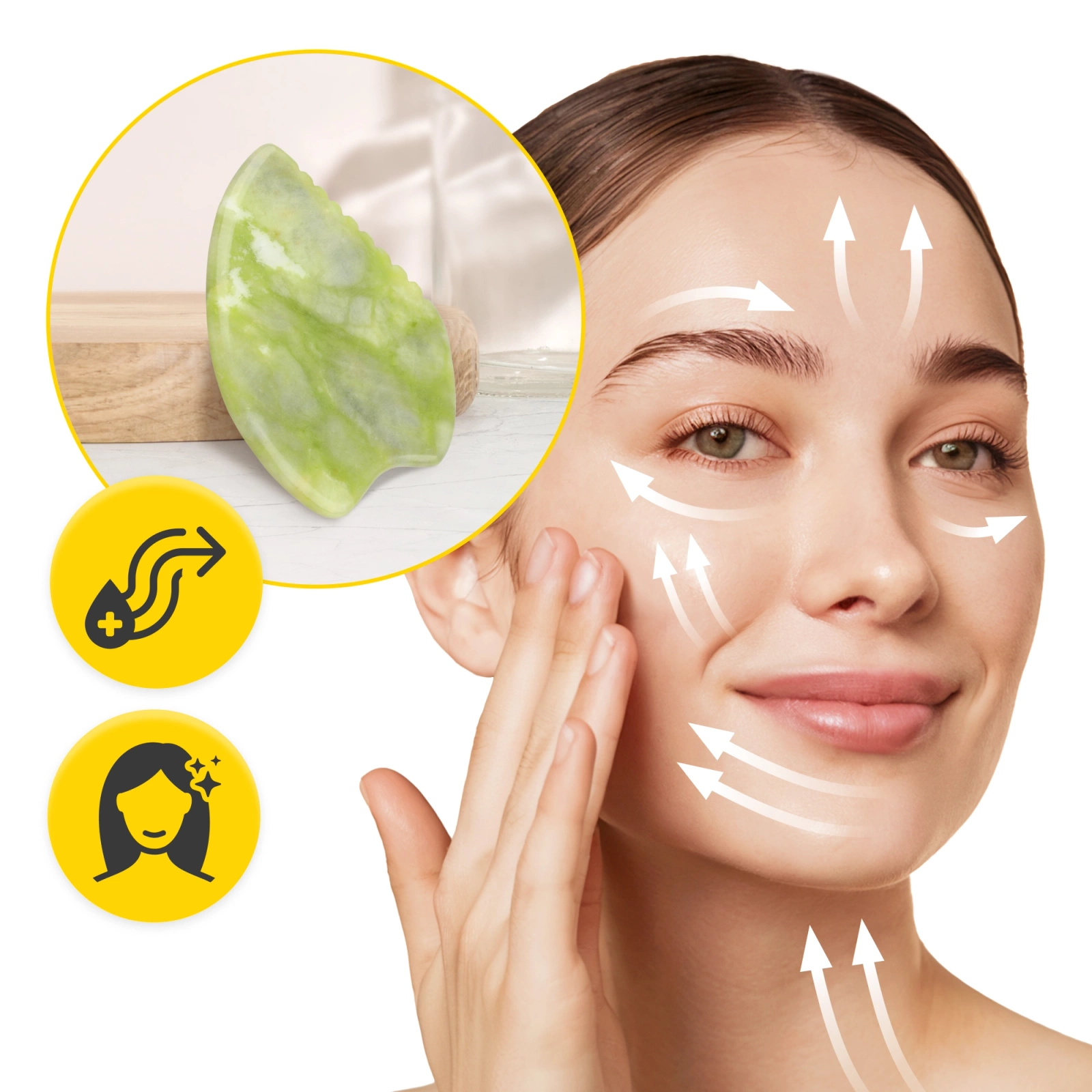 Karbowany kamień Gua Sha z naturalnego zielonego jadeitu