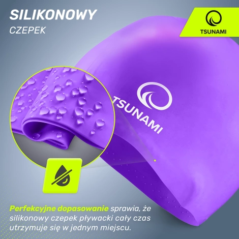 Czepek na basen unisex TSUNAMI fioletowy