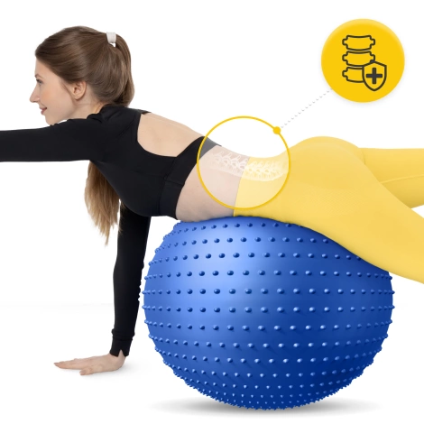 Piłka rehabilitacyjna z kolcami 65 cm niebieska