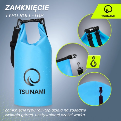 Worek wodoodporny 10 litrów TSUNAMI niebieski