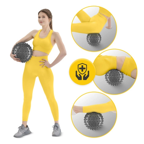 Piłka rehabilitacyjna z kolcami 20 cm szara