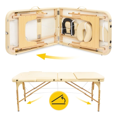 Stół do masażu drewniany z regulacją blatu 60 cm beżowy