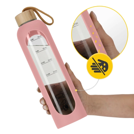 Butelka szklana na wodę 1 L różowa