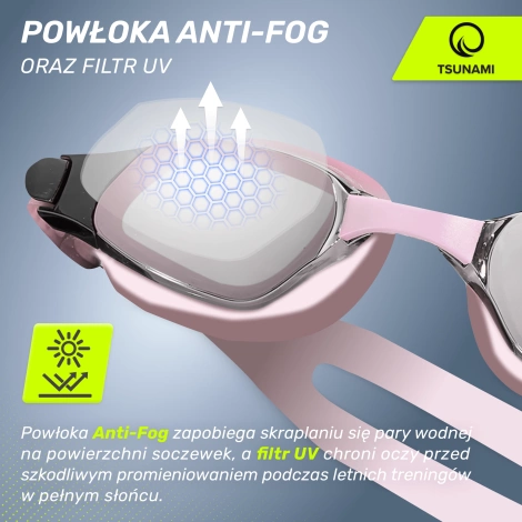 Okulary do pływania TSUNAMI różowe