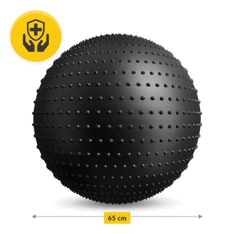 Piłka rehabilitacyjna z kolcami 65 cm czarna