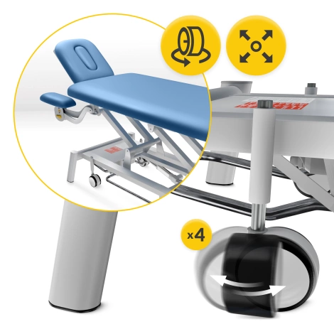 Stół do masażu i rehabilitacji elektryczny PURE+ niebieski