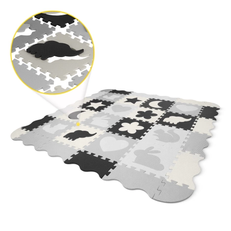 Mata edukacyjna dla dzieci puzzle 150 x 150 cm szara