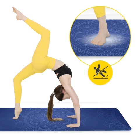Zamszowa mata do jogi i ćwiczeń 1,5 mm niebieska