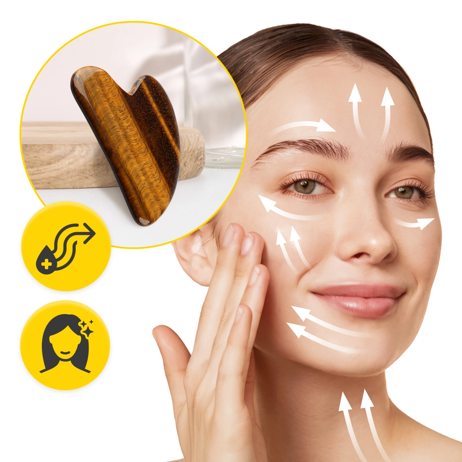 Klasyczny kamień Gua Sha z naturalnego kwarcu Tygrysie Oko 