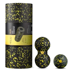 Wałek i piłki do rollowania i masażu EPP zestaw 3 szt. żółty