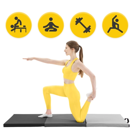 Materac gimnastyczny do ćwiczeń składany szary