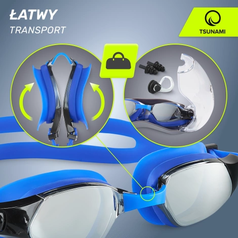 Okulary do pływania TSUNAMI niebieskie