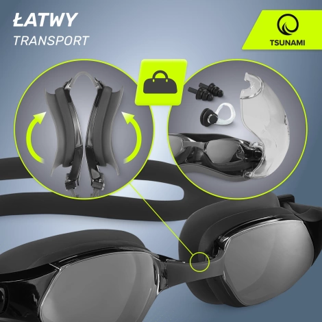 Okulary do pływania TSUNAMI czarne