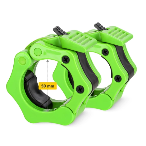 Zaciski na gryf olimpijski szczękowe 50 mm zielone