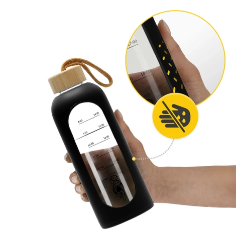 Butelka szklana na wodę 750 ml czarna