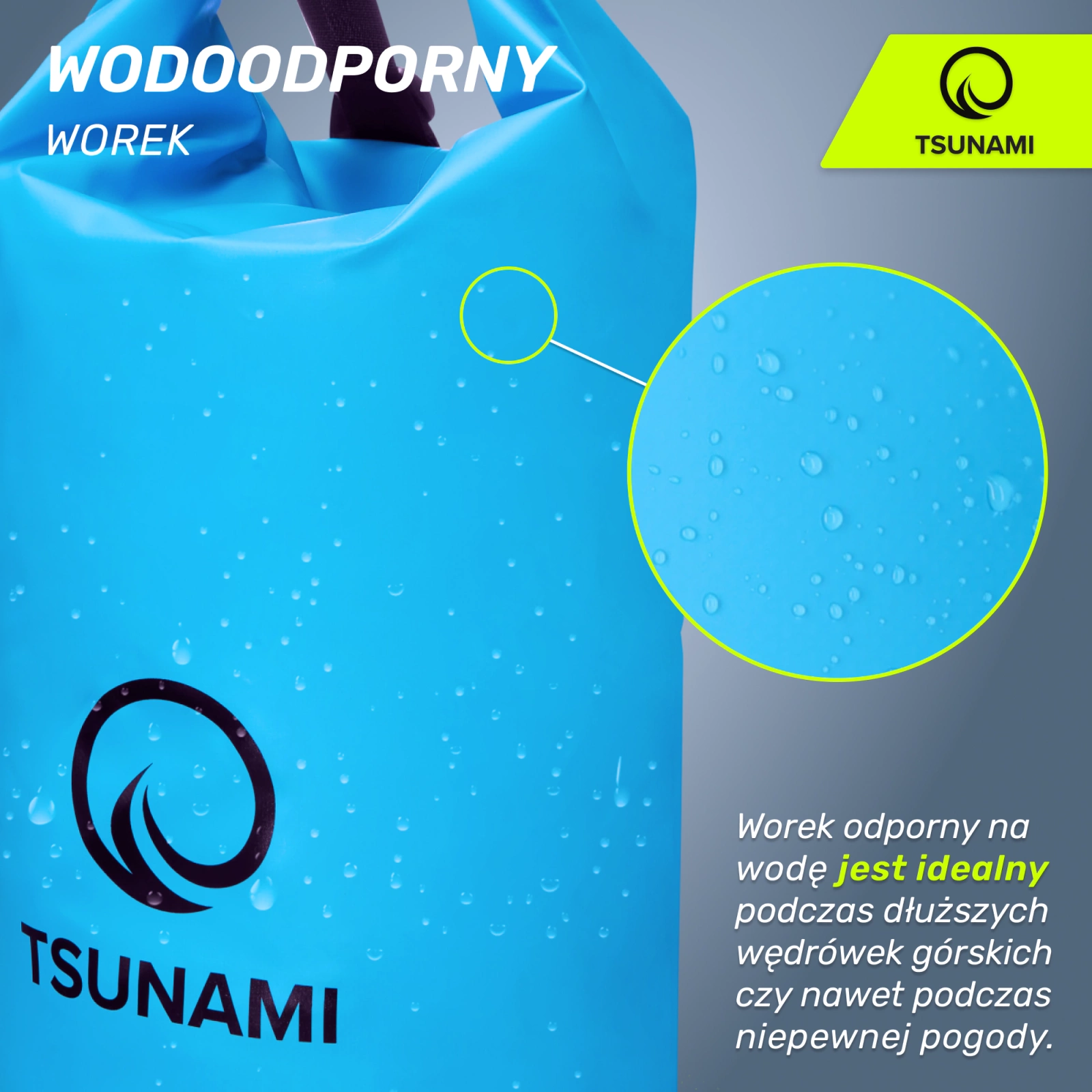 sportowy wodoodporny worek tsunami czarny