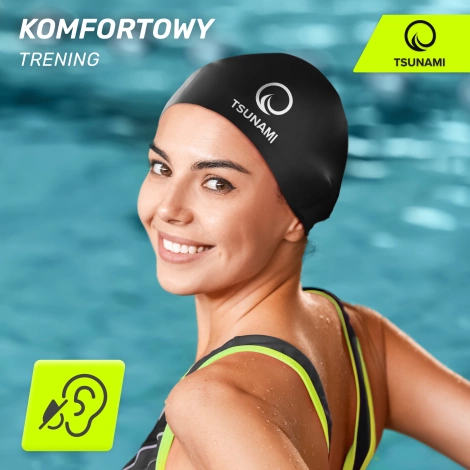 Czepek na basen unisex TSUNAMI PRO czarny