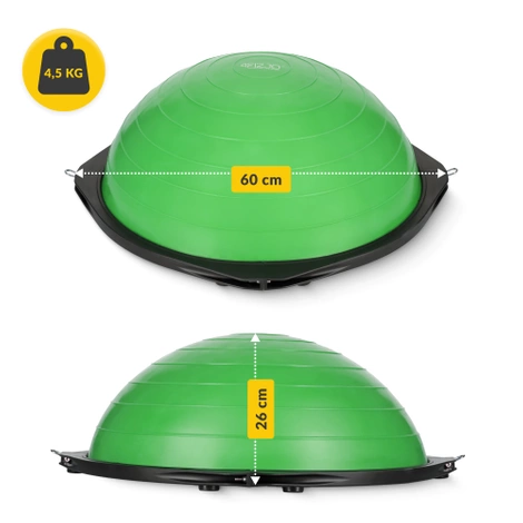 Półpiłka do balansowania równoważna z linkami zielona