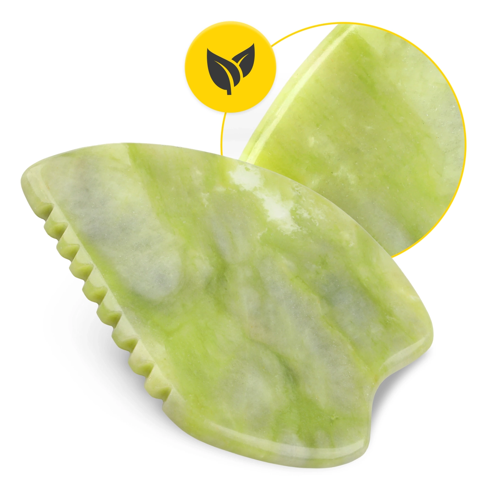 Karbowany kamień Gua Sha z naturalnego zielonego jadeitu