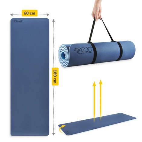 Mata do ćwiczeń i jogi antypoślizgowa TPE 0,6 cm granatowa