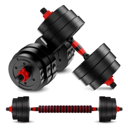 Hantle bitumiczne regulowane ze sztangą 2 x 10 kg