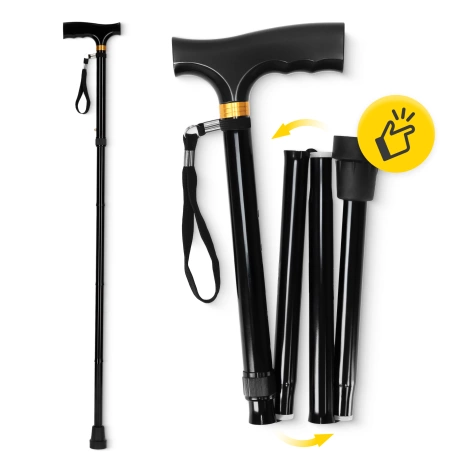 Składana laska z drewnianą rączką