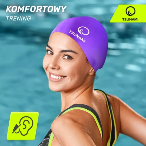 Czepek na basen unisex TSUNAMI fioletowy