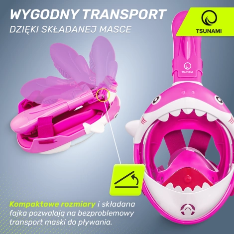 Maska do nurkowania dla dzieci TSUNAMI SHARK różowa
