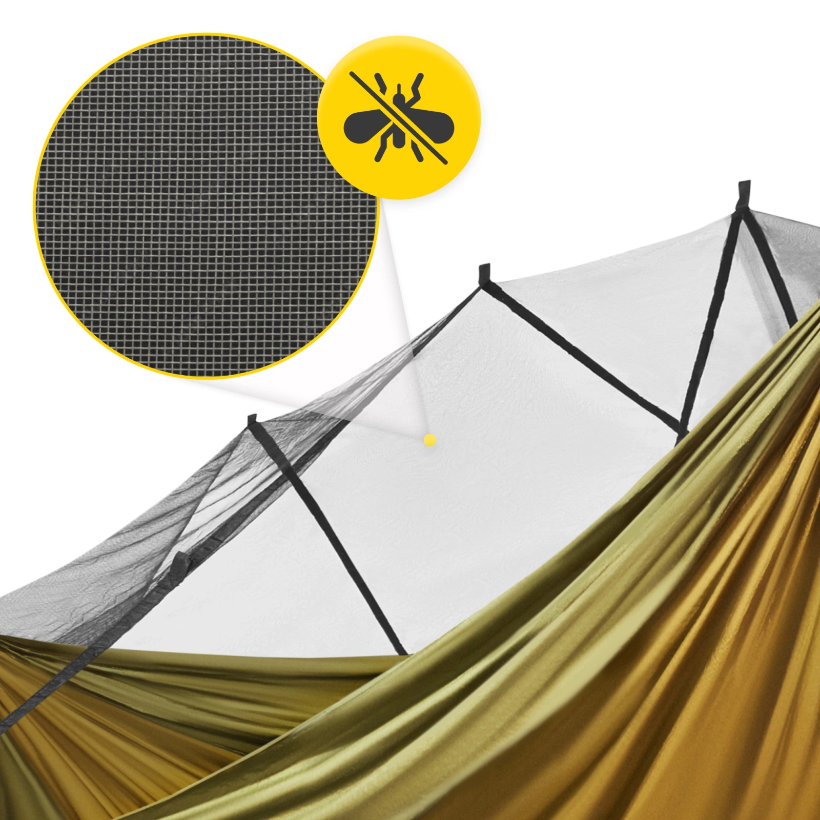 hamak turystyczny jednoosobowy ogrodowy wiązany z moskitierą