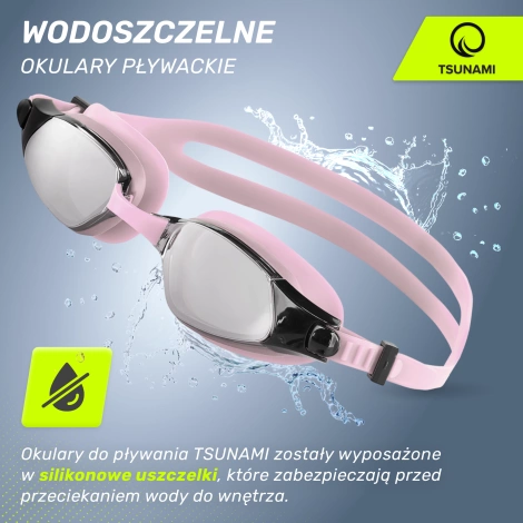 Okulary do pływania TSUNAMI różowe