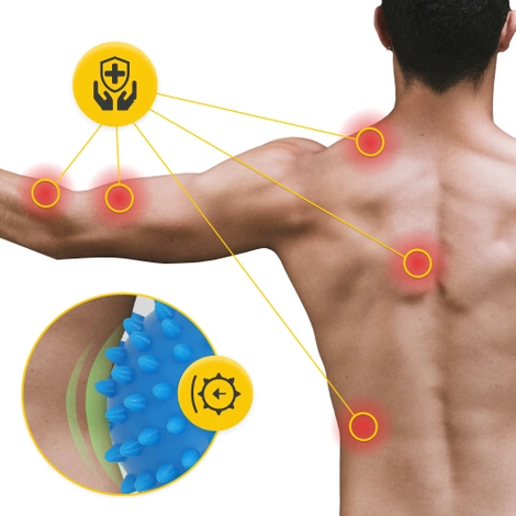 Podwójna piłka sensoryczna do masażu niebieska