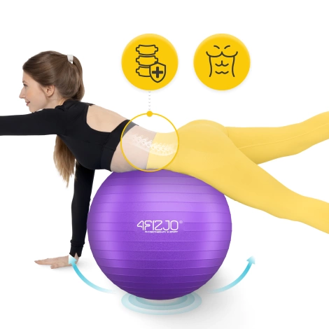 Piłka gimnastyczna dmuchana 55 cm fioletowa